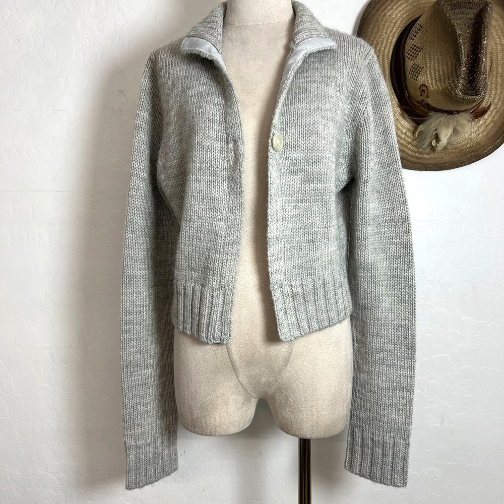 NWOT  VTG American Eagle Outfitters Womens L Gray Chunky Wool Cardigan Sweater